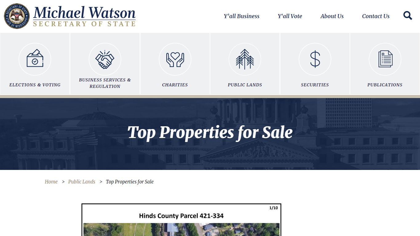 Top Properties for Sale | Michael Watson Secretary of state - MS